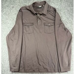 Murano Liquid Luxury Men's Long Sleeve Polo Shirt Brown‎ Size L